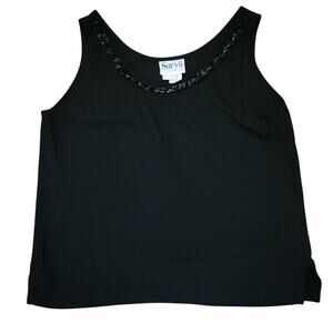 Surya women's small black beaded neckline sleeveless top